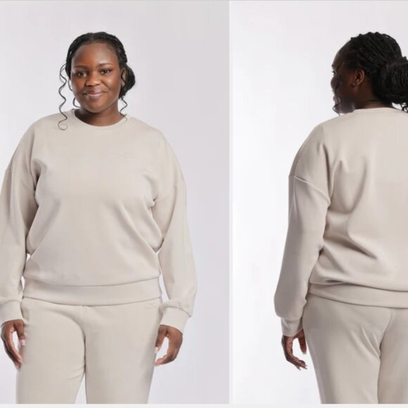 LazyPants Premium Luxe Sueded (Modal) Scuba Crewneck Sweatshirt in Bone, XL - Picture 3 of 11